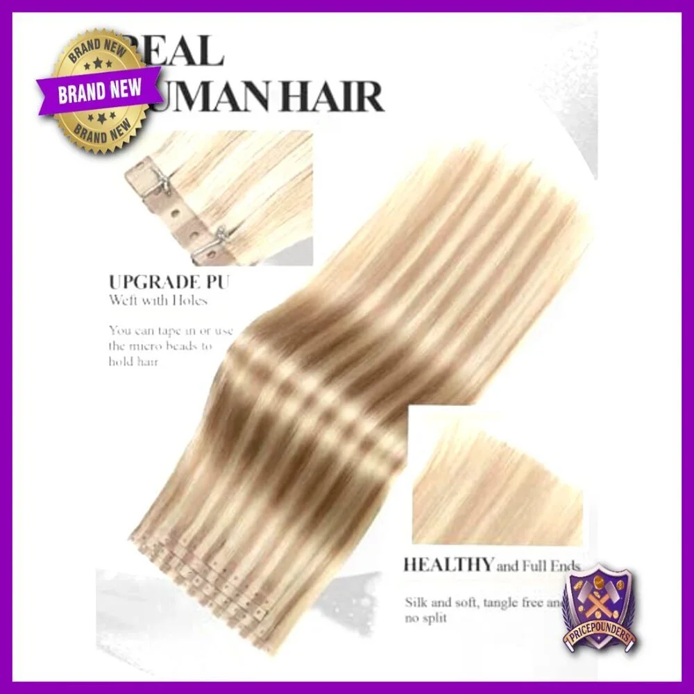 Human Hair Extensions 18 Inch Micro Bead Invisible Weft 4 Pieces